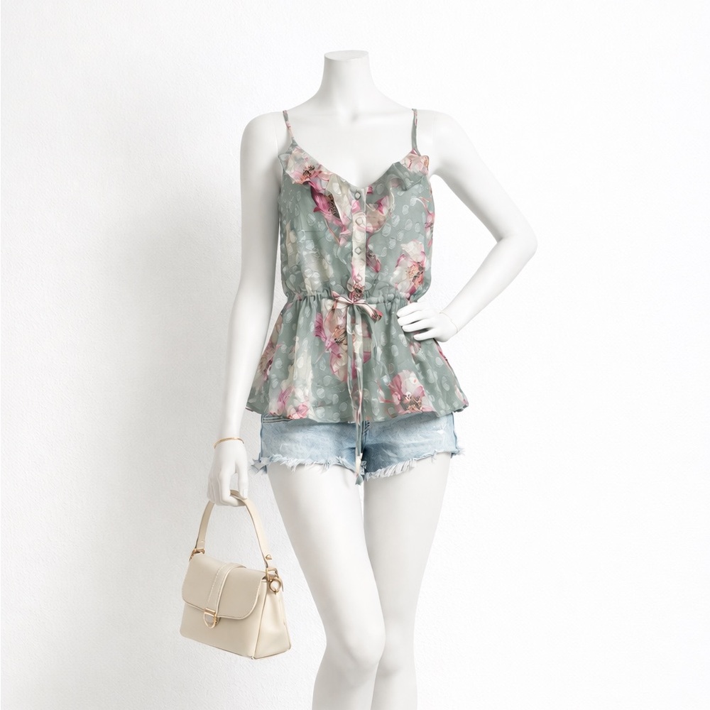 Express Floral Ruffle Trim Women Top